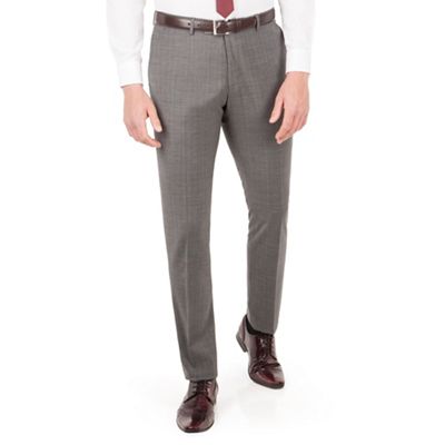 Ben Sherman Grey with warm overcheck plain front super slim fit camden suit trouser